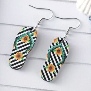 Hand CRAFTED Sunflower Flip Flop Earrings